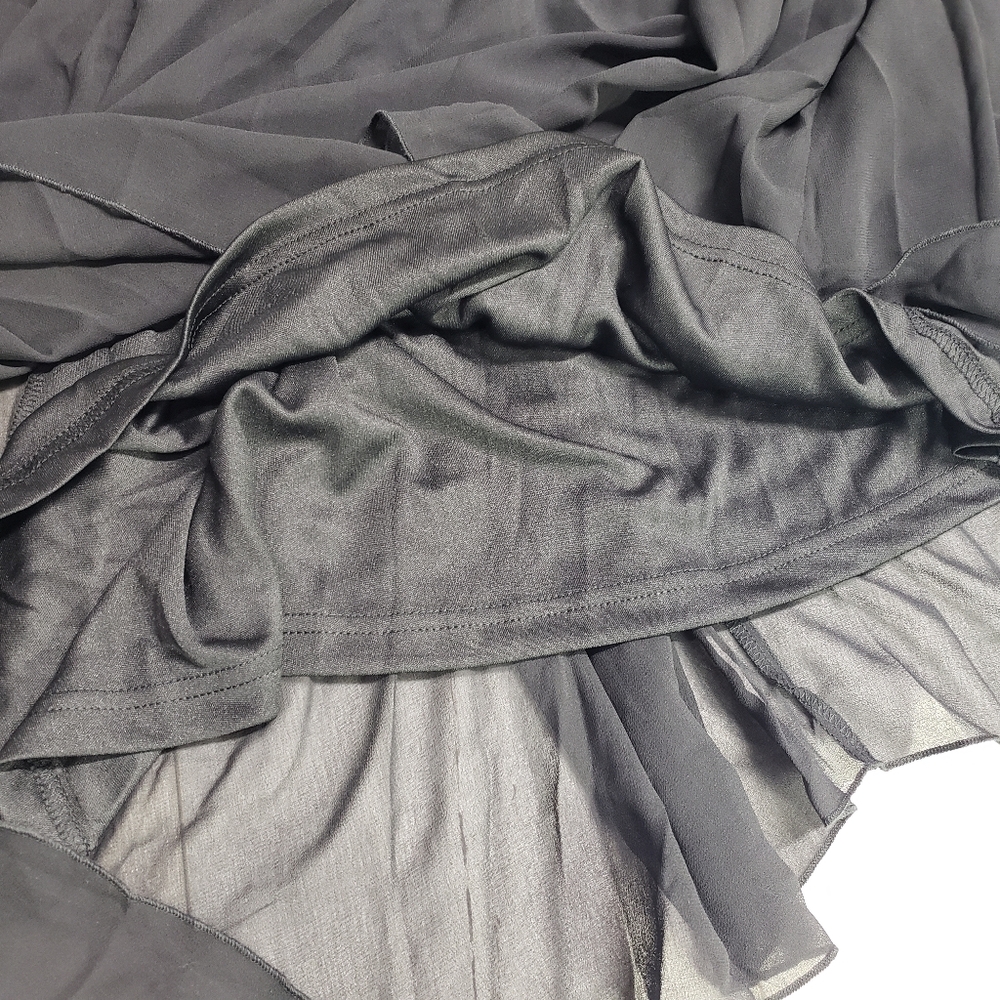 FAERIESTY Maxi Dress Size L Black Babydoll Sheer Sleeves Formal Flowy Evening - Picture 12 of 16